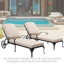 Luccalily Chaise Lounge Patio Chair Set of 2 with Wheels, Adjustable Reclining, Rust-Resistant Aluminum, Waterproof Beige Cushion