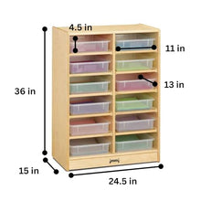 Jonti-Craft 12 Bins Mobile Storage with Clear Bins Yellow