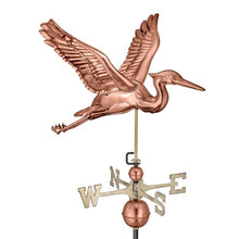 Good Directions 3-Dimensional Blue Heron Copper Weathervane, Includes Adjustable Roof Mount for Easy Installation - Hand-Polished Copper