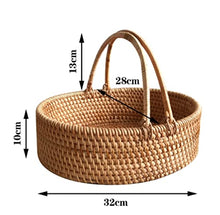 Basket Park Picnic Rattan Hand Basket Picnic Living Room Bedroom Desktop Storage Shopping Camping Outdoor Decor(32 * 28 * 10cm)