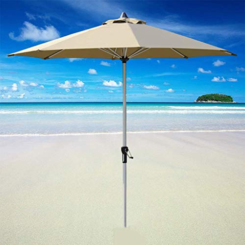 3WWWQMAA8 9ft Patio Parasol Outdoor Sun Umbrella Garden Market Table Umbrella with Crank Round Sunshade Suitable for Courtyard, Beach, Lawn, Deck, Backyard, Pool (Green) (Brown)