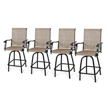 PEAK HOME FURNISHINGS 4-Piece Outdoor Swivel Bar Stools, Textilene Patio Seating Height Bar Chairs with High Back and Armrest (Sling Seat, Set of 4)
