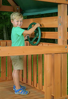CREATIVE CEDAR DESIGNS Mountain View Lodge Wooden Swingset Multicolor Accessories & Green Slide