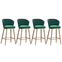 IPSU Velvet Breakfast Bar Stools Set of 4 Green