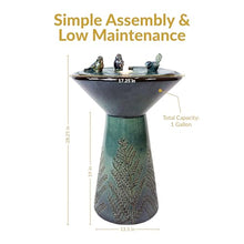 Sunnydaze 28" Ceramic Garden Water Fountain with LED Lights & Bird Accents
