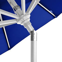 California Umbrella 12-Year-Non-Fading, 9Ft Premium Sunbrella Patio Umbrella, Hand-Crank, Button-Tilt, White Frame, True Blue Fabric