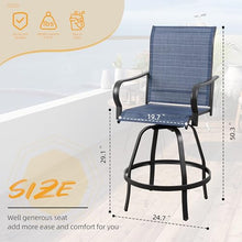 Shintenchi 4 Piece Patio Swivel Bar Chairs, All Weather Textile Outdoor Metal Bar Stools Patio Chairs Set of 4 with High Back, High Top Bistro Set Furniture for Balcony, Backyard,Garden,Deck,Deep Blue