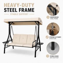 DobleePy Outdoor Porch Swing with Stand and Canopy, 3 Seats Outdoor Swings