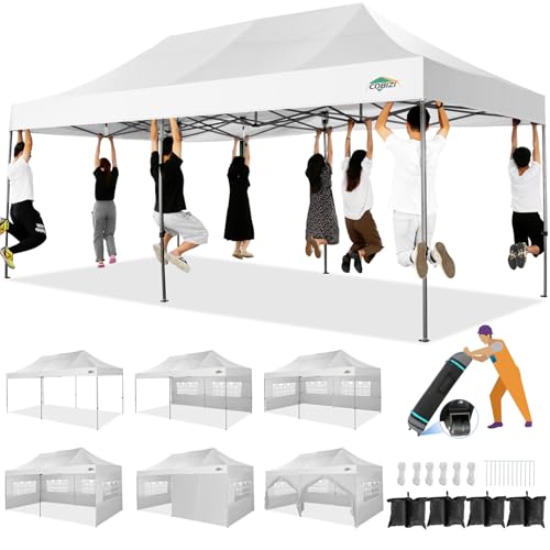 COBIZI 10x20 Heavy Duty Pop Up Canopy Tent with Sidewalls, Easy Up Canopy