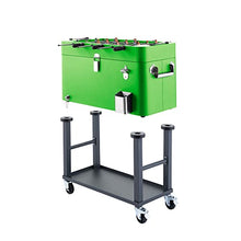 Trinity 80 Quart Beverage Cooler with Foosball Table Top, Rolling Cart, Storage Shelf, Detachable Tub, 96 Can Capacity, Electric Green