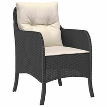FUDUGEHMIOFWFJJ Modern 7-Piece Outdoor Dining Set with Cushions, Black Poly Rattan Patio Furniture Set for Garden Backyard Terrace, All-Weather Table and 6 Chairs for Entertaining