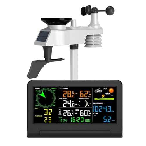 Solar Weather Forecast Station Large Color Screen WS0350 with 3 Backlight Modes 100m Range Indoor/Outdoor