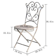 FENOKD Old Iron Table and Chair Set Suitable for Patio Patio Backrest Outdoor Coffee Table Home Gardening Decoration Exquisite Pattern 27.5 Inches Retro White