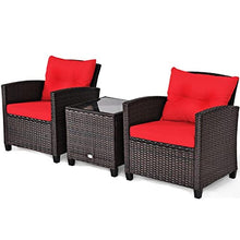 DUYHBAWRS 3PCS Patio Rattan Furniture Set Cushioned Conversation Sofa Coffee Table for Your Outdoor Space(Black)