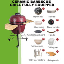 TT-YEL Ceramic Charcoal Grill, Camping Grill with Thermometer, Lid, Spinner Wheels, Portable Grill, Barbecue and Smoker, Large Balcony Grill, Fuchsia