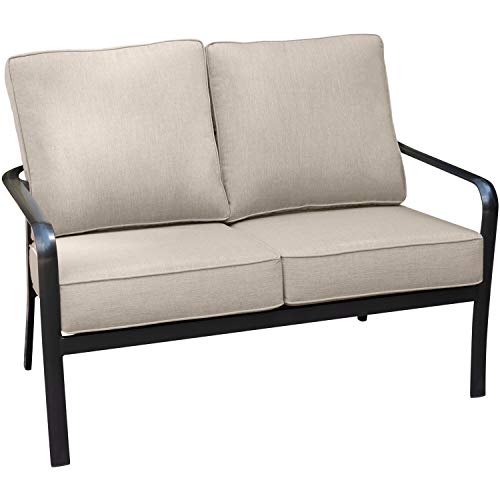 Hanover Cortino Aluminum Patio Loveseat with Sunbrella Cushions Gunmetal/Ash