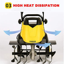 TREEYX Garden Gear Electric Garden Tiller,Cultivator Rotavator,6 Blades,Tillage Depth 22cm,Plow Width 45cm,Folding Rotary Motor Hoe (30m Extension Cord)