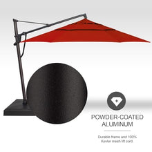 Treasure Garden AKZ PLUS Cantilever Umbrella 13' Octagonal Sunbrella Jockey Red Canopy and Black Frame with Rolling Base