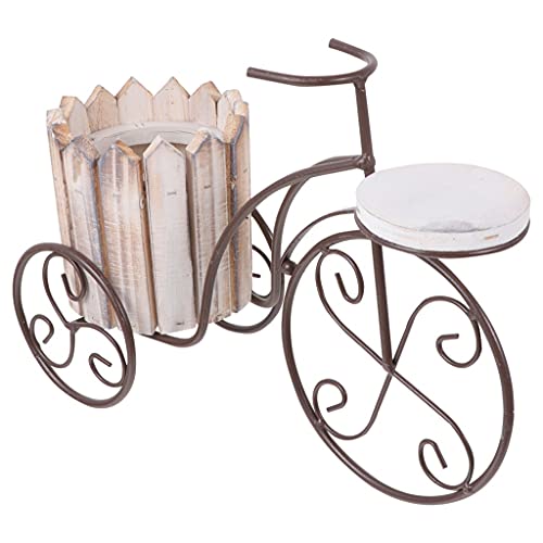 SIDUFHAOPKLL Plant Stand Rustic Bicycle Flower Pot Cart Holder Basket Home Garden(D)