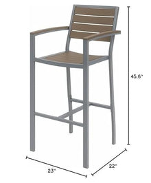 Home Square 29.5" Bar Stool Set of 3 Mocha Silver