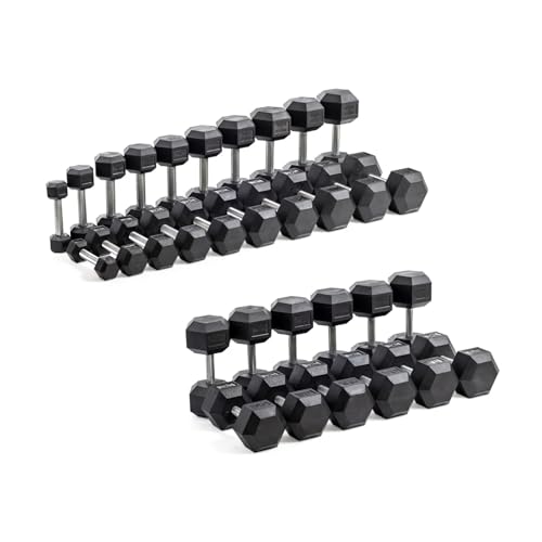 Bells of Steel Hex Dumbbells Set 55-80lb Rubber Medium Knurled
