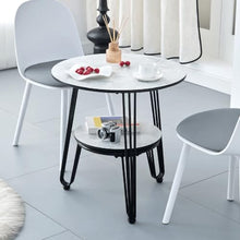 Side Table, Round Side Table with Storage Small Bedside with Metal Frame Modern Nightstand