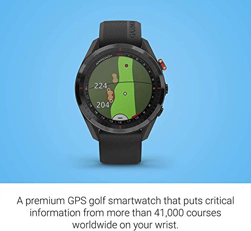 Wearable4U Garmin Approach S62 Premium GPS Black Golf Watch with Black Earbuds Bundle