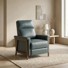 Starlight Canyon Home Leather-Upholstered Recliner with Push-Thru-Arms, Wall Hugger Reclining Chair for Living Room or Adults, Roma Bluegray