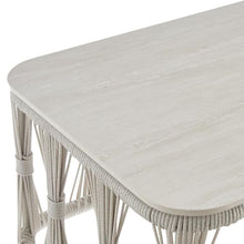 Armen Living Breeze Cream Powder Coated Metal Rectangle Outdoor Coffee Table with Sintered Stone Table Top