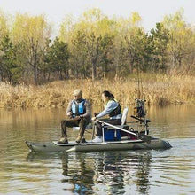 AQUOS Heavy-Duty Inflatable Pontoon Boat with Trolling Motor Transom Hand Control 12V 55LBS
