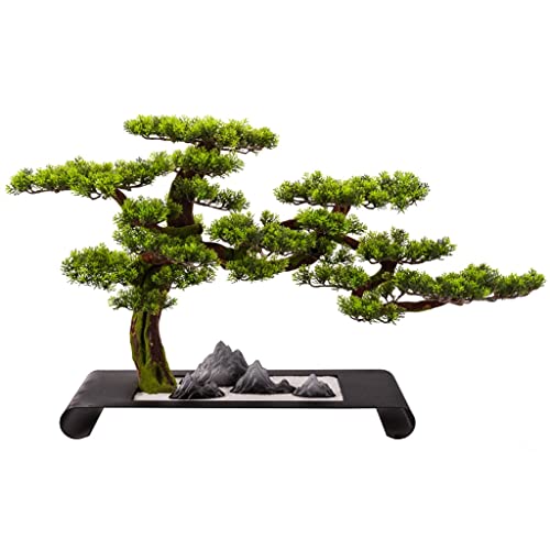 YXIANG56Q Fake Plants Artificial Bonsai Pine Simulation Green Plant Bonsai Indoor Fake Plant Potted Artificial House Plants for Home Living Room Porch Display Bonsai Tree