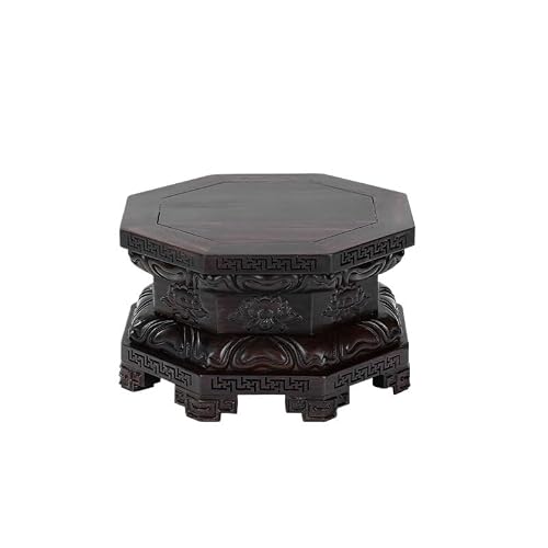 QUANGJN Pcs Plants Saucers Octagonal Lotus Solid Wood Base Buddha Vase Flower Bonsai Bracket Plant Pot Saucers,2