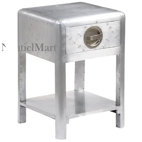 NauticalMart Aluminium Side Table 1 Drawer