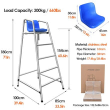 UMJIGF 120cm/150cm/180cm Tall Lifeguard Chair for Pool, Lake and Beach, Portable Outdoor Stainless Steel Barstool Pool Life Guard Chairs with Comfortable Seat for Deck Patio,Silver-H 180cm/71inch