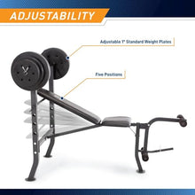 MARCY Diamond Elite MD Standard Bench with 100 lb. Weight Set Black