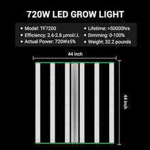 RDJ Bouns 720W LED Grow Light for 4x4/5x5 Grow Tent, 6 Bar 100V-277V LM281B+ and EPI Diodes, Full Spectrum Commercial, Overall Size 44" x 44", Daisy Chain 0-100 Dimmable, Perfect for Indoor Garden