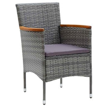 WDGJJFECNMUEHI 7-Piece Outdoor Dining Set Grey Poly Rattan with Cushions, Patio Furniture Set with Tempered Glass Tabletop and Steel Frame for Garden, Terrace, Backyard