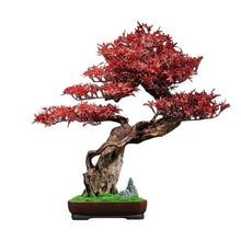 YXIANG56Q Fake Plants Simulation Red Maple Bonsai Ornaments Indoor Entrance Hotel Wood Green Plants Potted Decorations Bonsai Tree