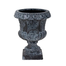 Merax 2-Piece 24.41" H Classical Grape Relief Urn Planter,MGO Pedestal Flower Pot with Elephant-Head Handles, Lightweight Weather-Resistant Decorative Vase for Garden, Patio & Entryway, Antique Black
