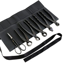 Wazakura Made in Japan 6PCS Bonsai Professional Tool Kit with Roll Bag: Japanese Yasugi Steel Satsuki Bonsai Scissors, Concave Branch Cutter, Knob Cutter, Jin Plier, Wire Cutter, Root Cutter