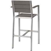 Modway Shore Aluminum 3-Piece Outdoor Patio Pub Bistro Set with 28" Bar Table and Two Bar Stools in Silver Gray