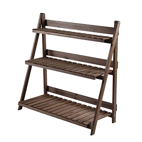 Flower Stand Plant Set Table Flower Pot Accessories Storage Shelf Bookshelf Display Rack Shelf Storage Decoration Display Rack American Country (Color : Brown) (Brown)