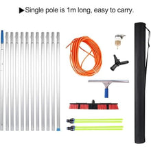 CUTPOIY Adjustable 180° Water Fed Pole Brush - Telescopic Aluminum Pole for Solar Panel Cleaning, 30cm Brush Head, 11m Reach, Ideal for Photovoltaic Maintenance, 50cm Brush-10m Pole