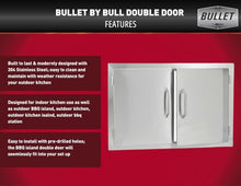 Bullet by Bull Stainless Steel Outdoor - Built-In Natural Gas Grill -Outdoor Kitchen Island Bundle - Includes 4 Burner BBQ, Double Access Door & Double Storage Drawer