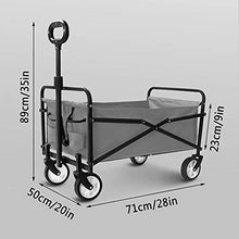 Outdoor Folding Utility Wagon Garden Utility Trolley with Seat Belt, Heavy Duty Folding Wagon Cart, for Outdoor Camping and Beach, Strong and Sturdy, Load-Bearing 100kg / 220lbs (Black)