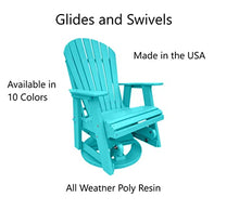 Phat Tommy Glider for Outside Patio - Outdoor Swivel Glider Chair - Poly Outdoor Furniture, Adirondack Porch Glider Chair, Teal