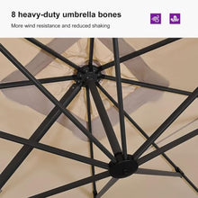 OROTLECT 9' Square Medium Cantilever Beige Umbrella with Base and 360-degree Rotation