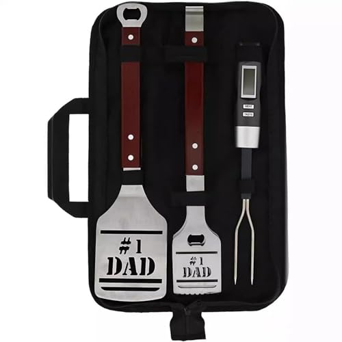 Stainless Steel Grill Set, BBQ Wooden Handle Barbecue Tool, Fork Shovel Clip Grill Set -2-piece Set