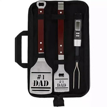 Stainless Steel Grill Set, BBQ Wooden Handle Barbecue Tool, Fork Shovel Clip Grill Set -2-piece Set