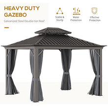 Outsunny 10' x 12' Hardtop Gazebo with Curtains and Netting Charcoal Gray